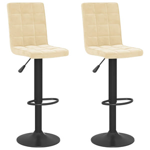 Tabourets de bar lot de 2 crème velours