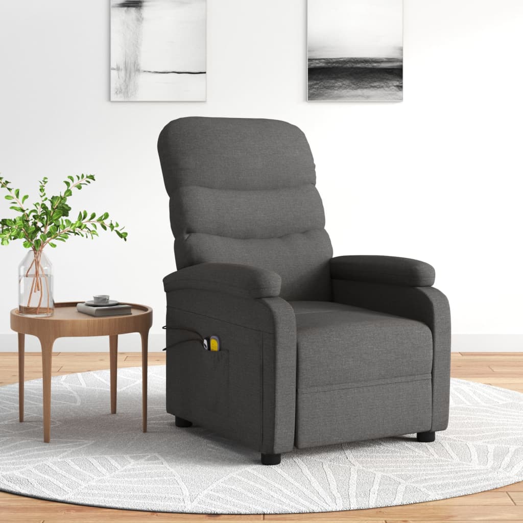 Fauteuil électrique de massage Gris foncé Tissu