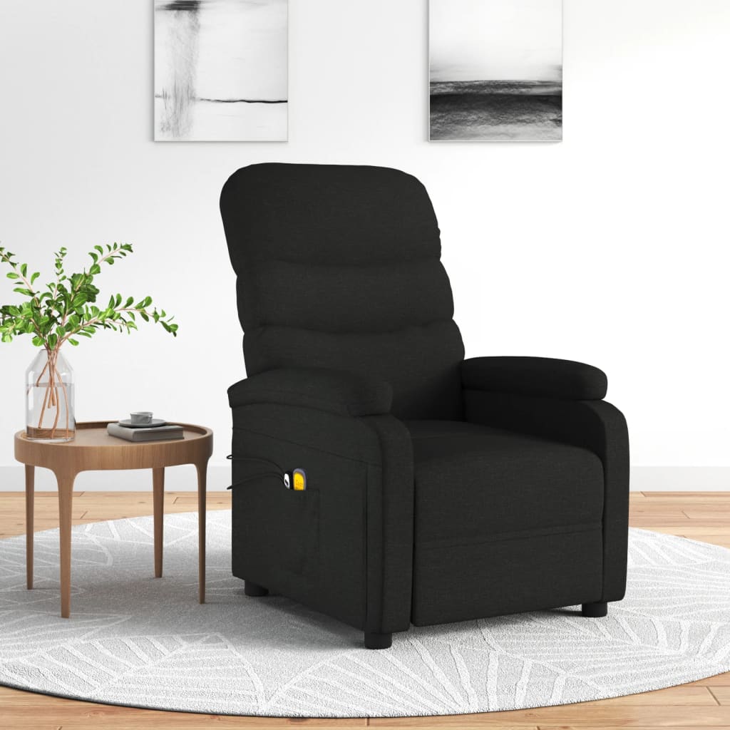 Fauteuil électrique de massage Noir Tissu