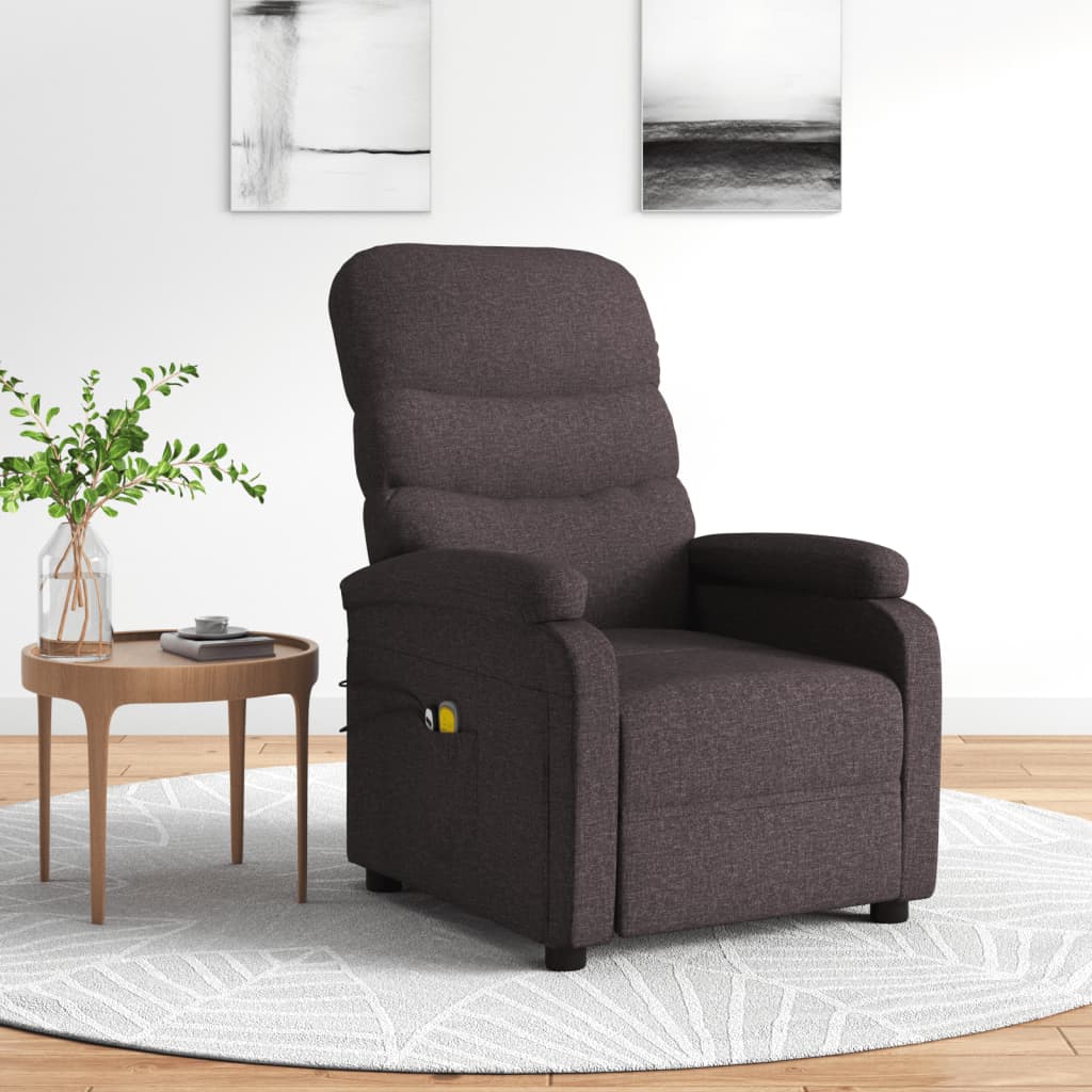 Fauteuil électrique de massage Marron foncé Tissu