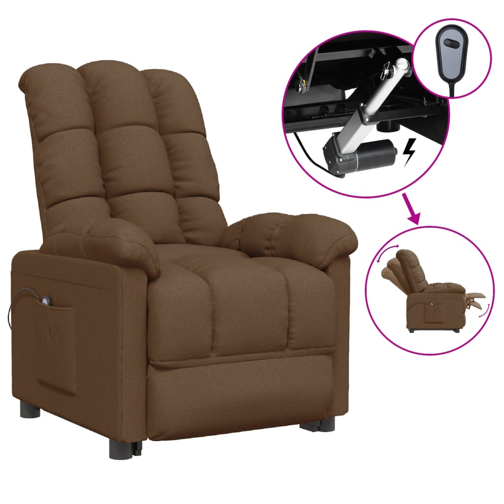 Fauteuil inclinable électrique Marron Tissu