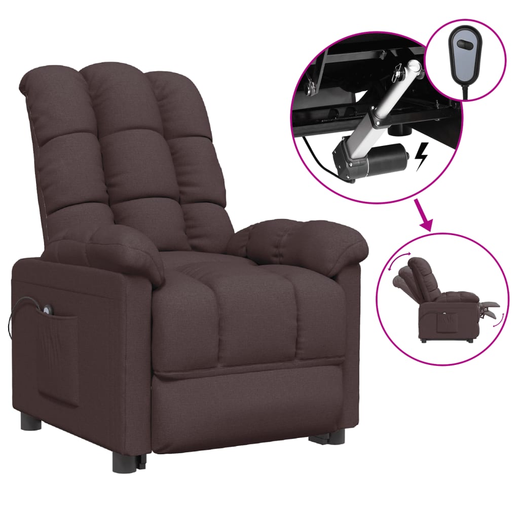 Fauteuil inclinable électrique Marron foncé Tissu
