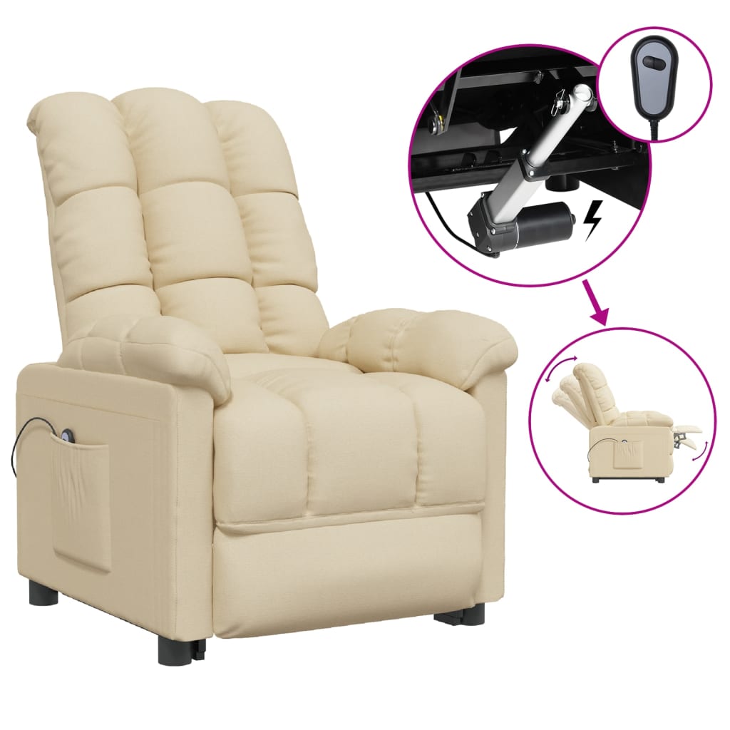 Fauteuil inclinable électrique Crème Tissu