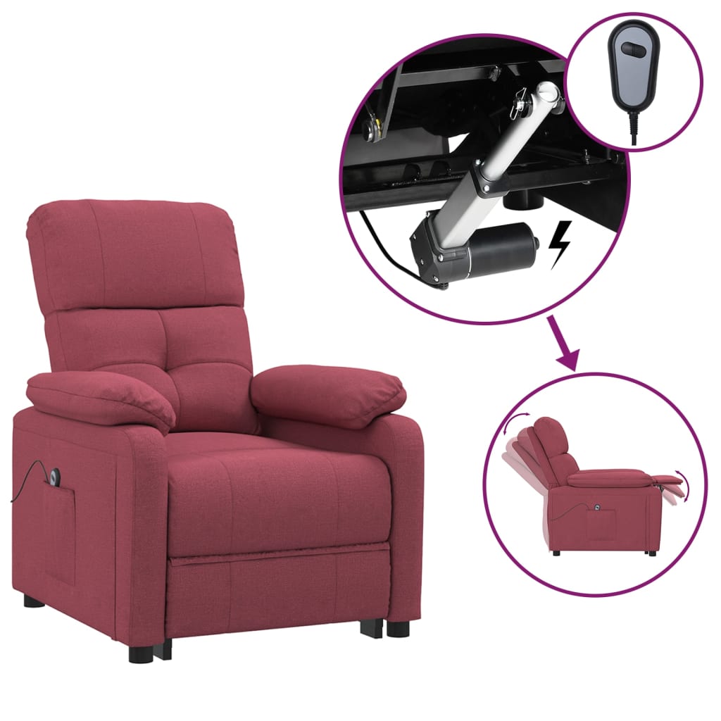 Fauteuil inclinable électrique Rouge bordeaux Tissu