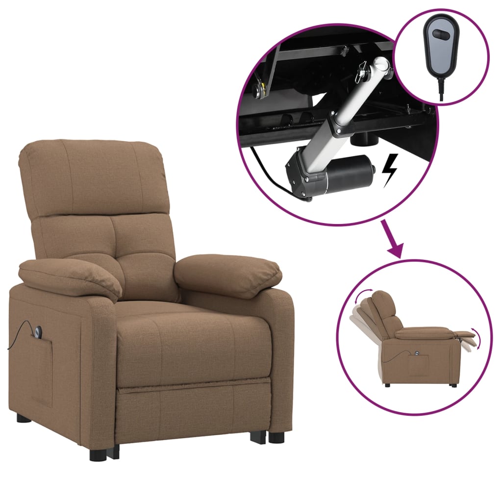 Fauteuil inclinable électrique Marron Tissu