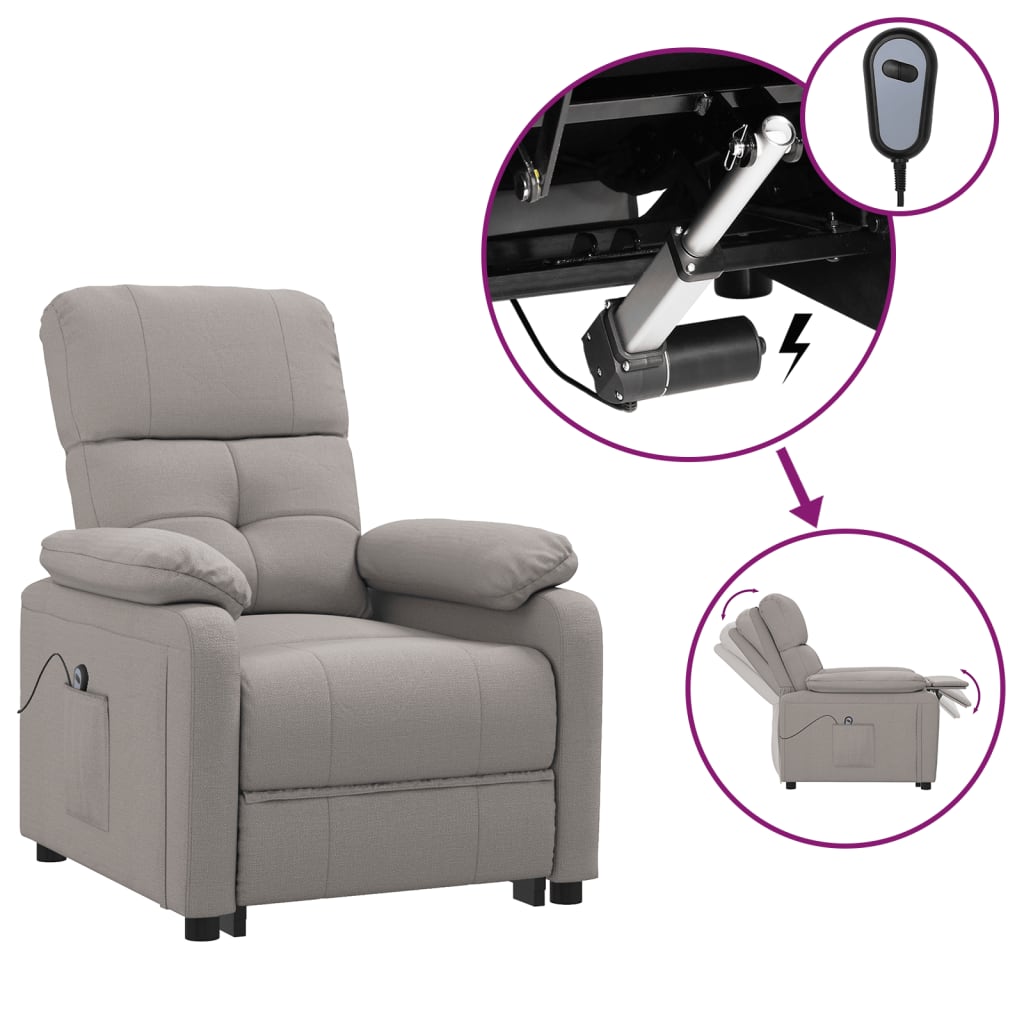 Fauteuil inclinable électrique Taupe Tissu