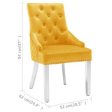 Chaises à manger lot de 2 jaune velours