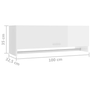 Garde-robe blanc brillant 100x32,5x35 cm bois d'ingénierie