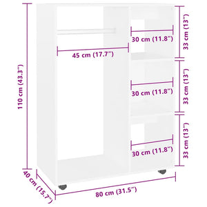 Garde-robe Blanc 80x40x110 cm Bois d’ingénierie