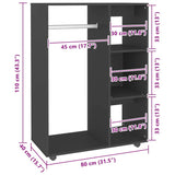 Garde-robe Noir 80x40x110 cm Bois d’ingénierie