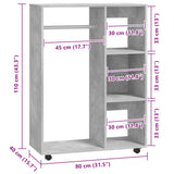 Garde-robe Gris béton 80x40x110 cm Bois d’ingénierie