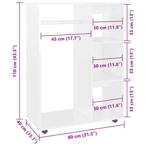 Garde-robe Blanc brillant 80x40x110 cm Bois d’ingénierie