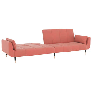 Canapé-lit à 2 places avec deux oreillers Rose Velours