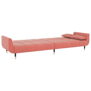 Canapé-lit à 2 places avec deux oreillers Rose Velours