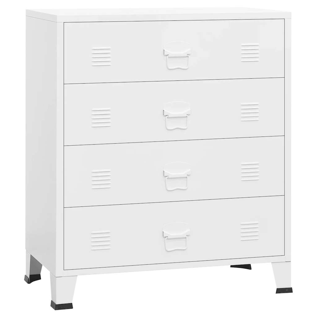 Armoire à tiroirs industrielle Blanc 78x40x93 cm Métal