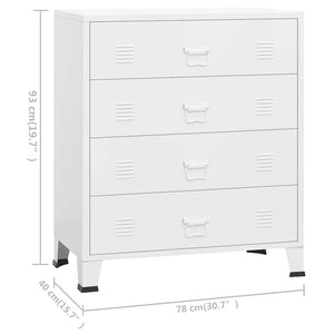 Armoire à tiroirs industrielle Blanc 78x40x93 cm Métal