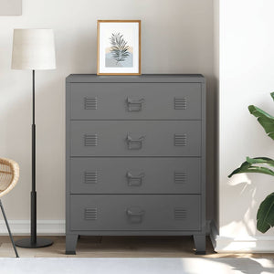 Armoire à tiroirs industrielle Anthracite 78x40x93 cm Métal