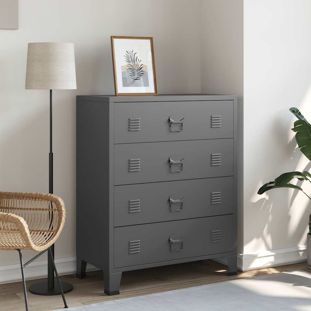 Armoire à tiroirs industrielle Anthracite 78x40x93 cm Métal