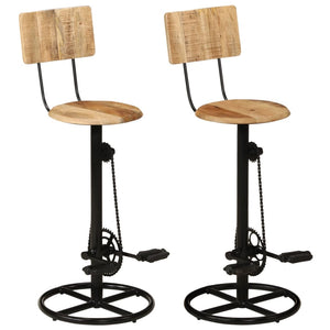 Tabourets de bar lot de 2 bois massif de manguier