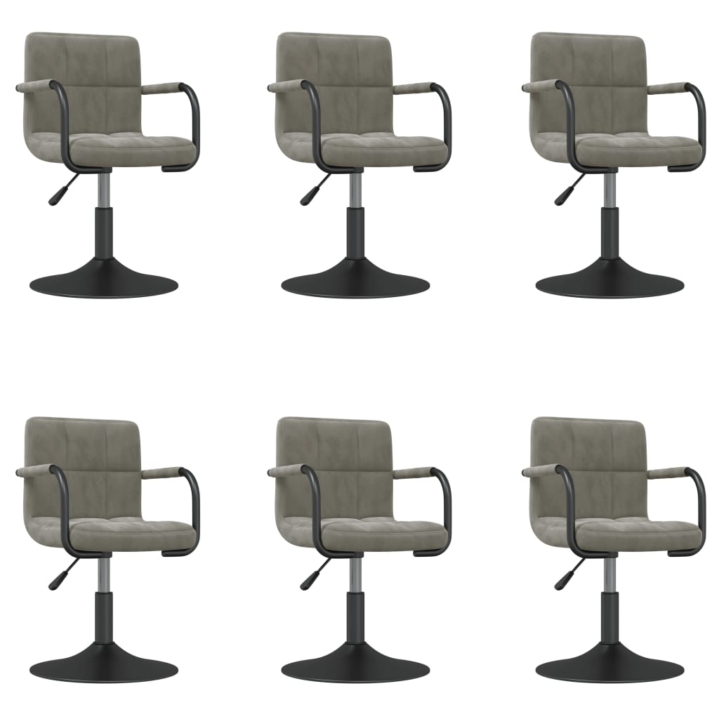 Chaises pivotantes à manger lot de 6 gris clair velours