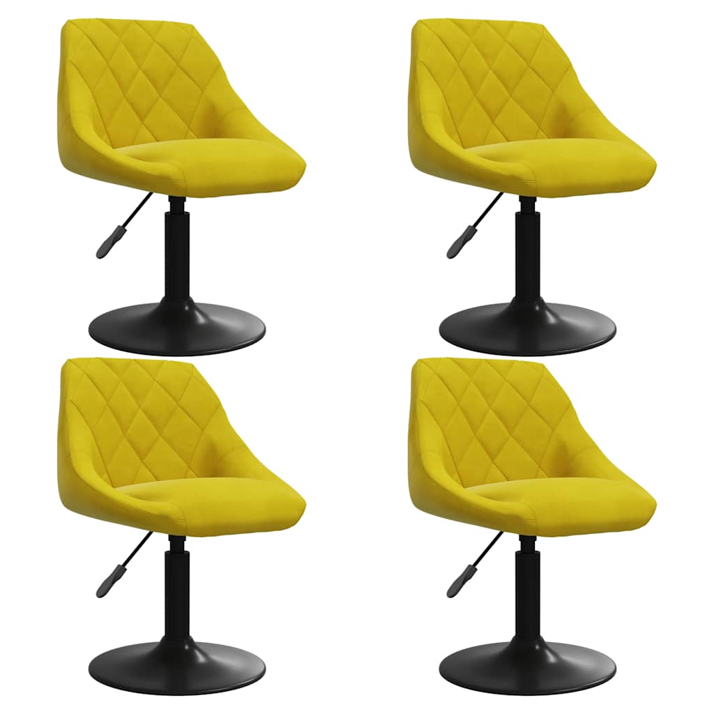 Chaises à manger pivotantes lot de 4 jaune moutarde velours