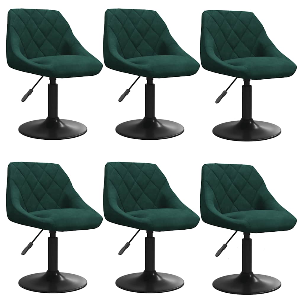 Chaises pivotantes à manger lot de 6 vert foncé velours