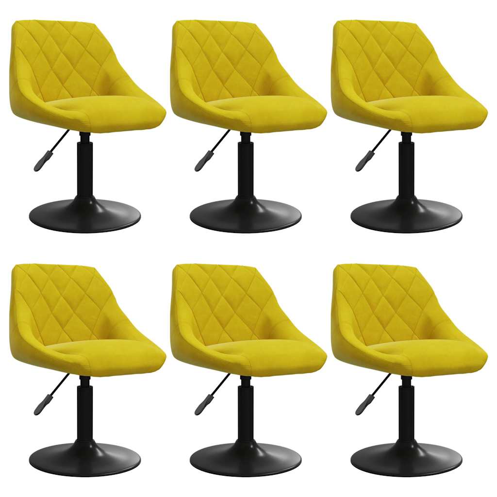Chaises à manger pivotantes lot de 6 jaune moutarde velours
