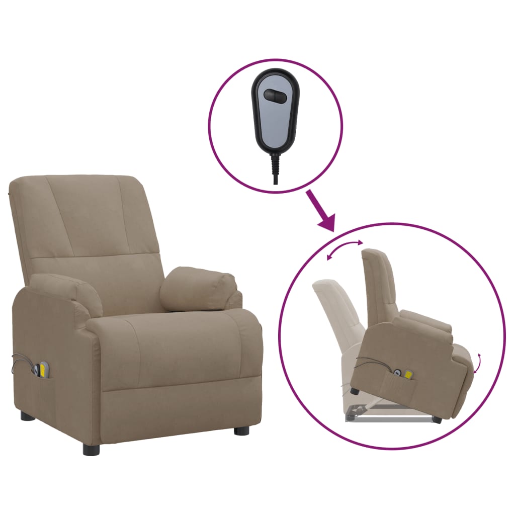 Fauteuil de massage taupe similicuir daim