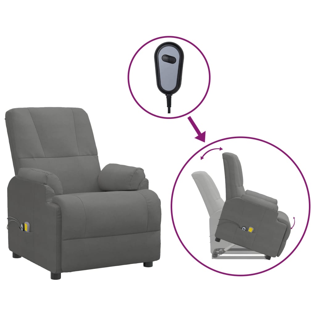 Fauteuil de massage gris foncé similicuir daim