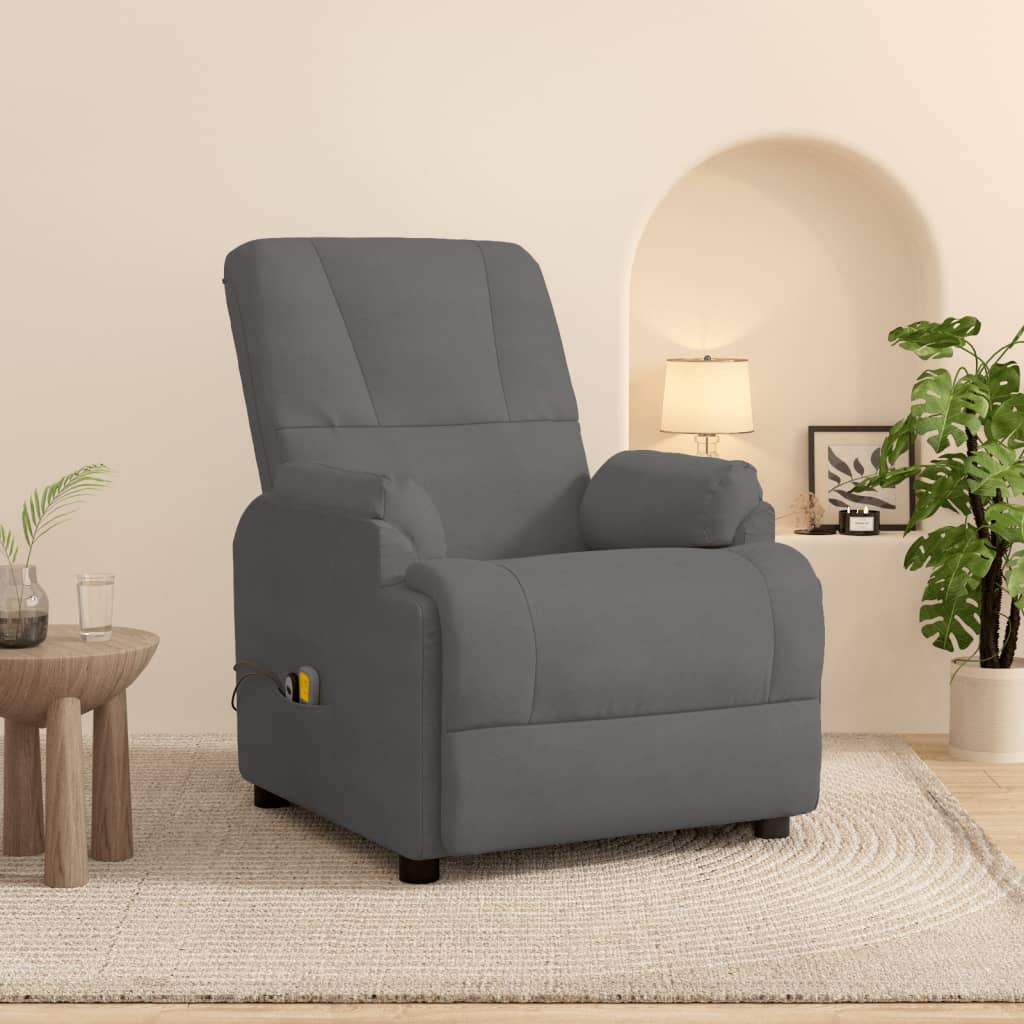 Fauteuil de massage gris foncé similicuir daim