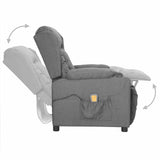 Fauteuil de massage inclinable Gris clair Tissu