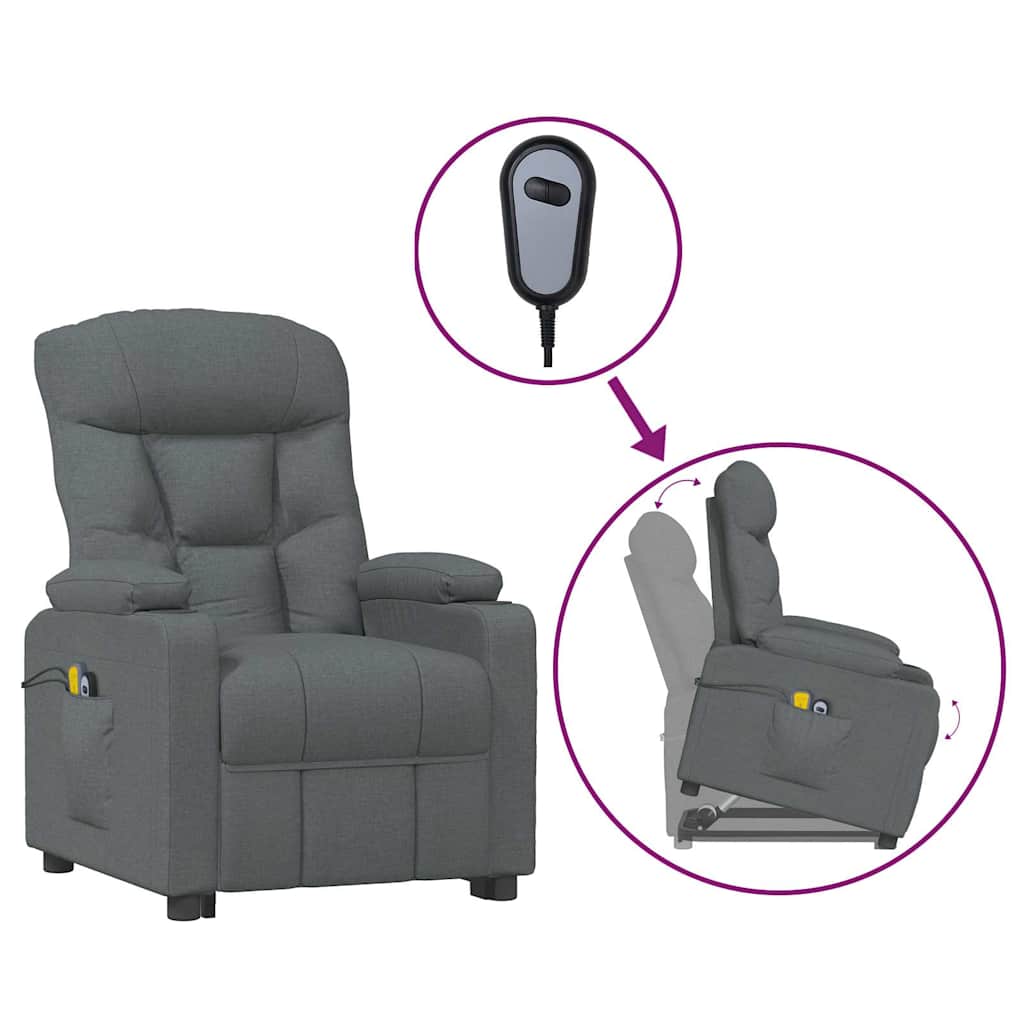 Fauteuil de massage inclinable Gris foncé Tissu