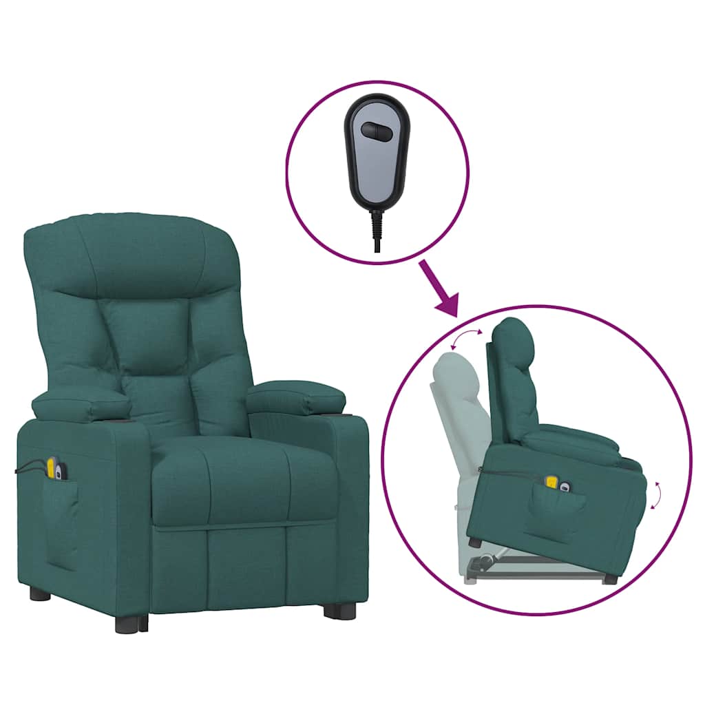 Fauteuil de massage Vert foncé Tissu