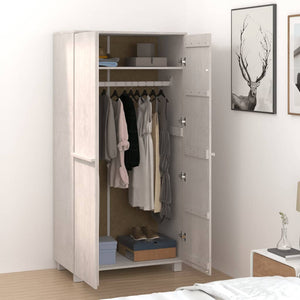 Garde-robe HAMAR Blanc 89x50x180 cm Bois massif de pin