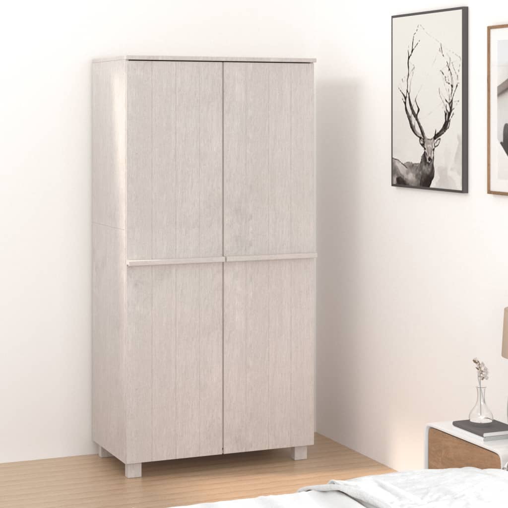 Garde-robe HAMAR Blanc 89x50x180 cm Bois massif de pin