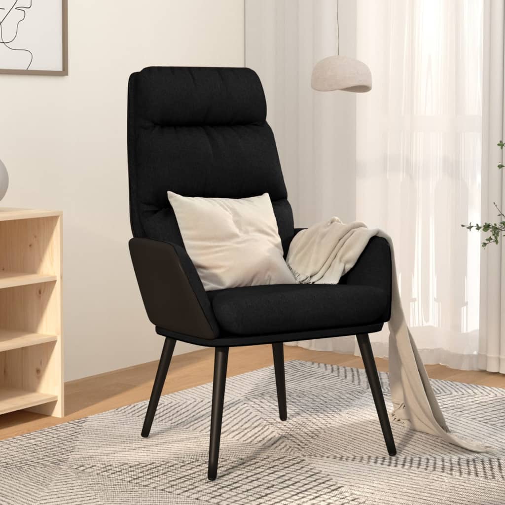 Chaise de relaxation Noir Tissu