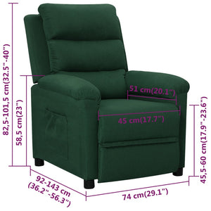 Fauteuil inclinable Vert foncé Tissu