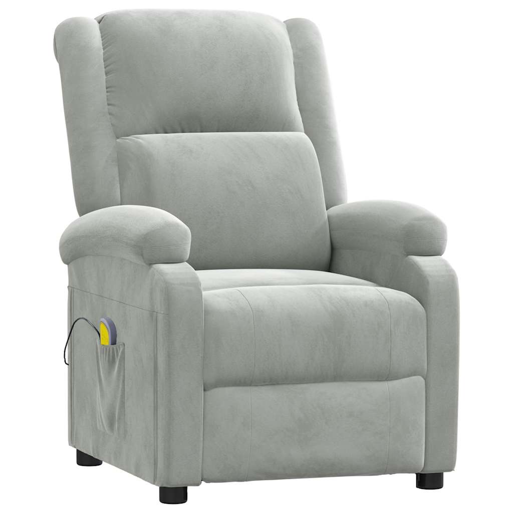 Fauteuil de massage gris clair velours