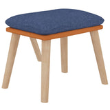 Chaise de relaxation avec repose-pied Bleu Similicuir et tissu