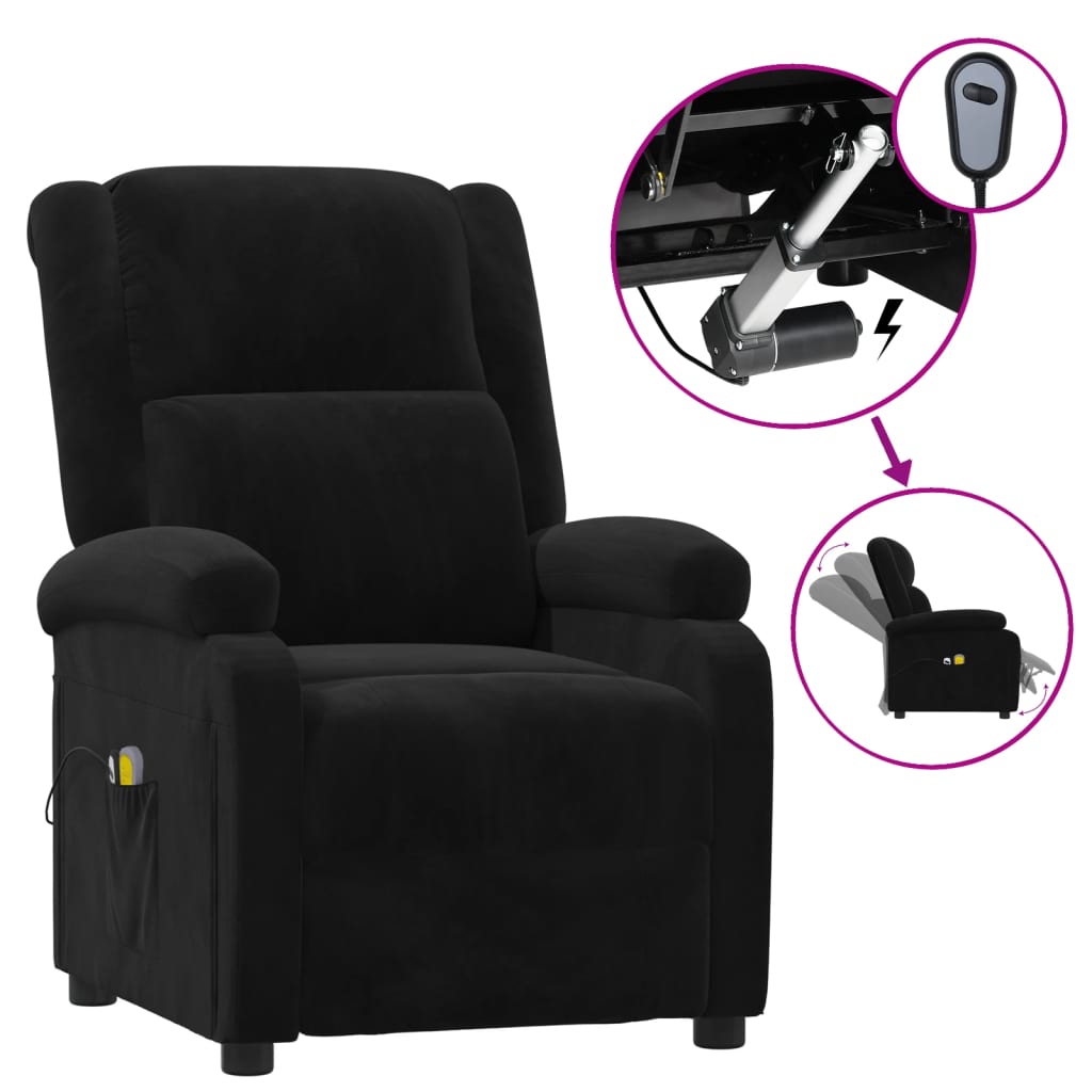 Fauteuil électrique de massage Noir Velours