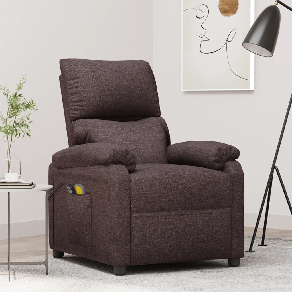Fauteuil électrique de massage Marron foncé Tissu