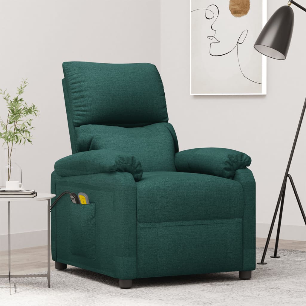 Fauteuil électrique de massage Vert foncé Tissu