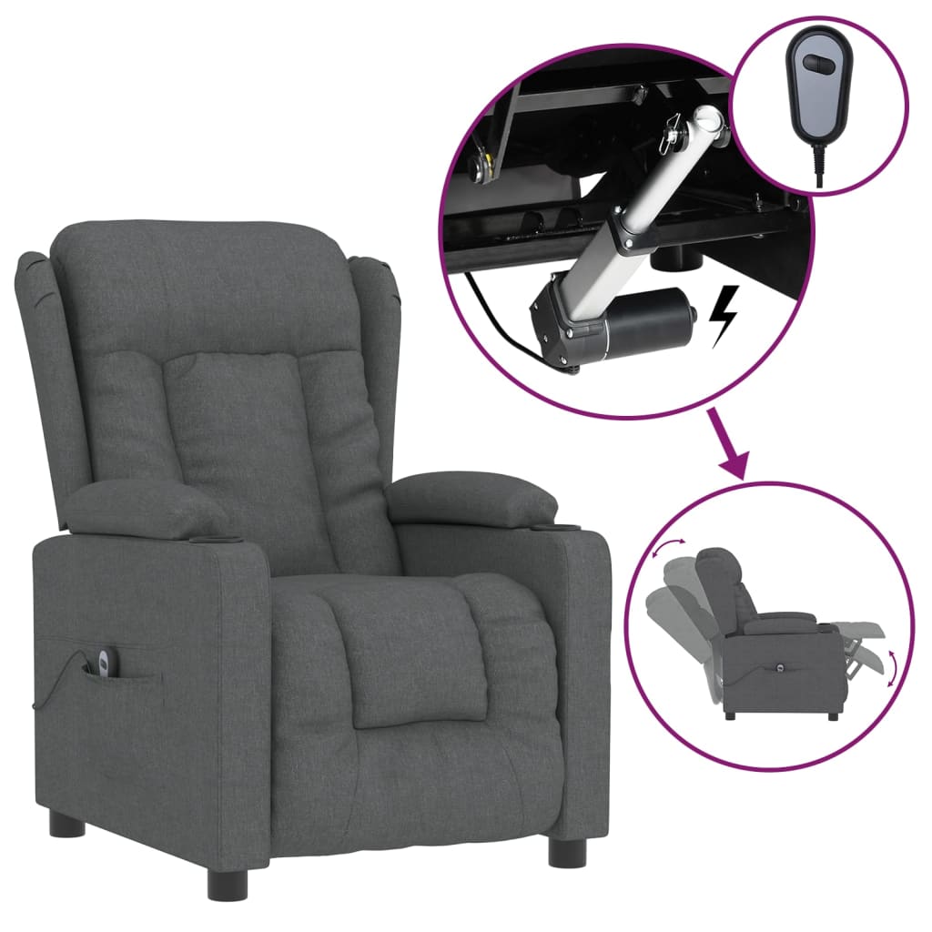 Fauteuil inclinable électrique Gris foncé Tissu