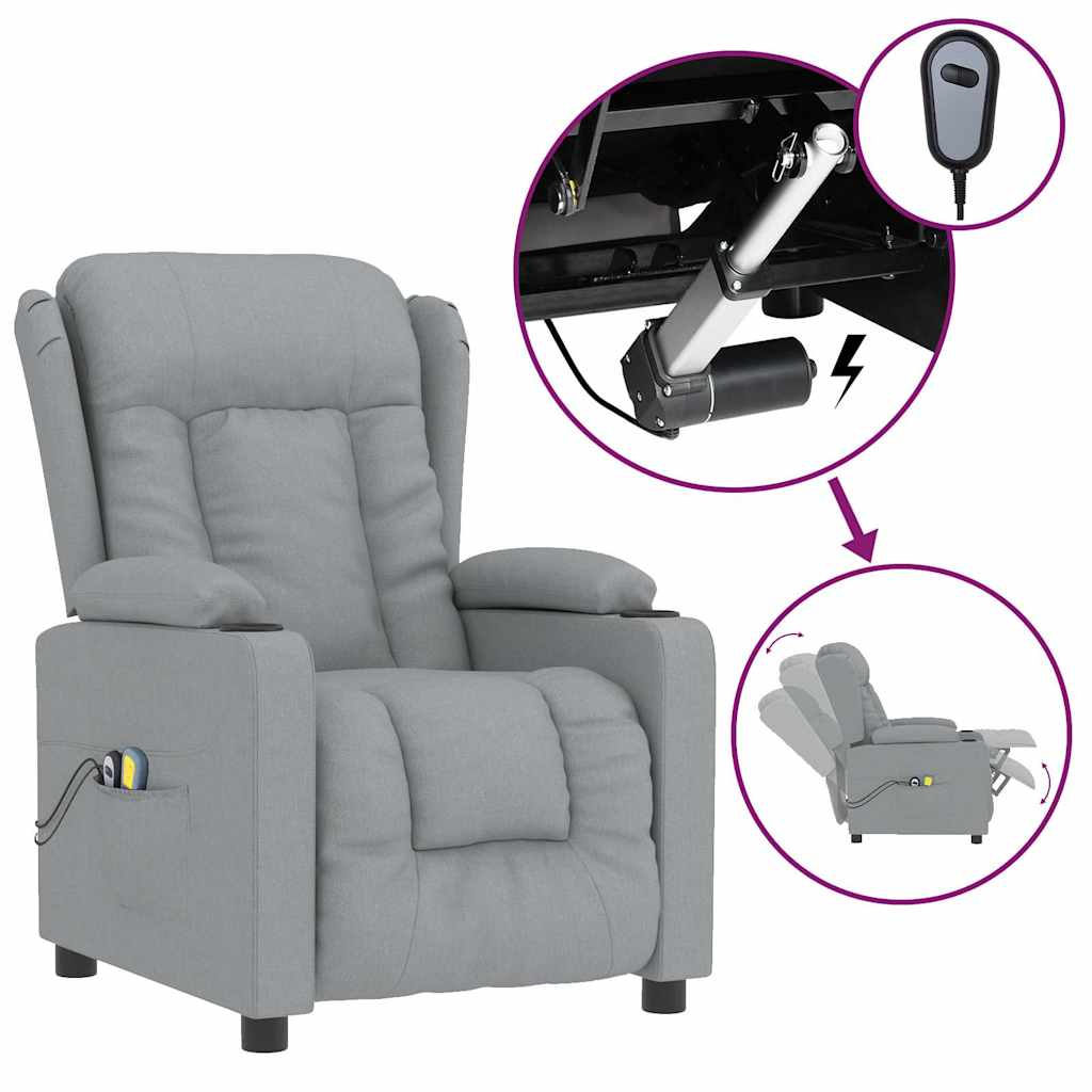 Fauteuil électrique de massage Gris clair Tissu