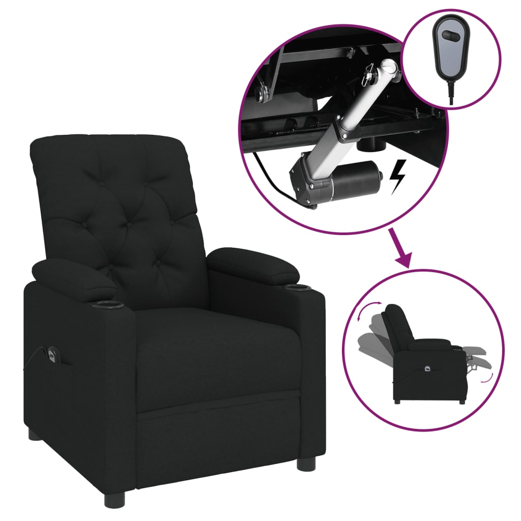 Fauteuil inclinable électrique Noir Tissu