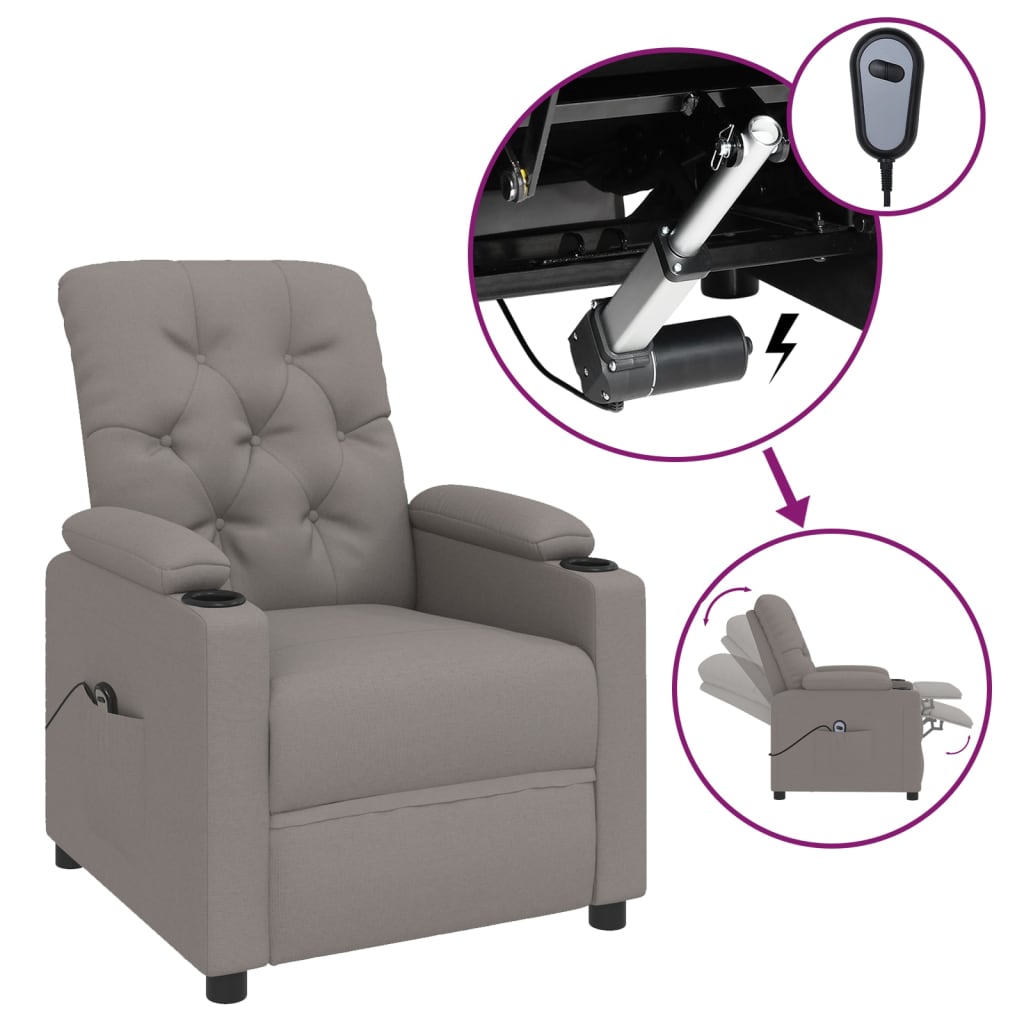 Fauteuil inclinable électrique Taupe Tissu