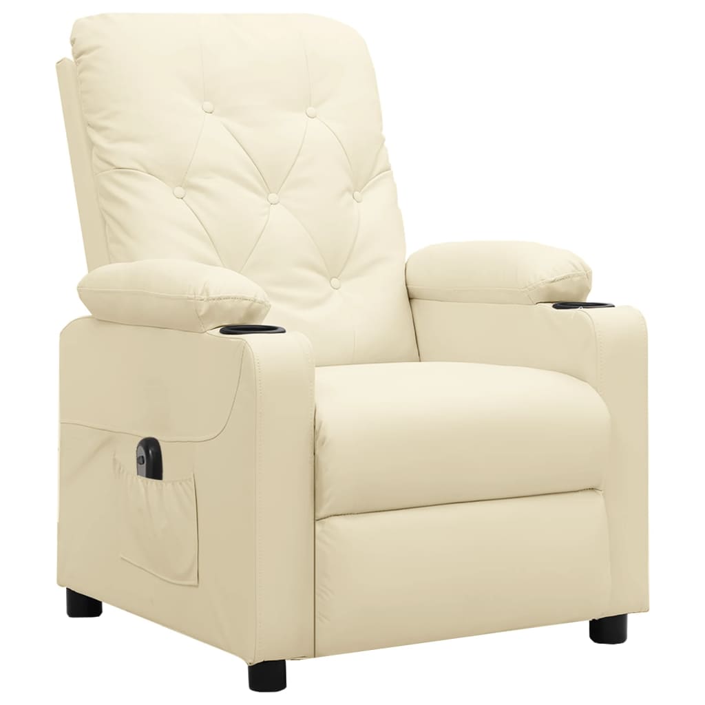Fauteuil inclinable électrique Crème Similicuir