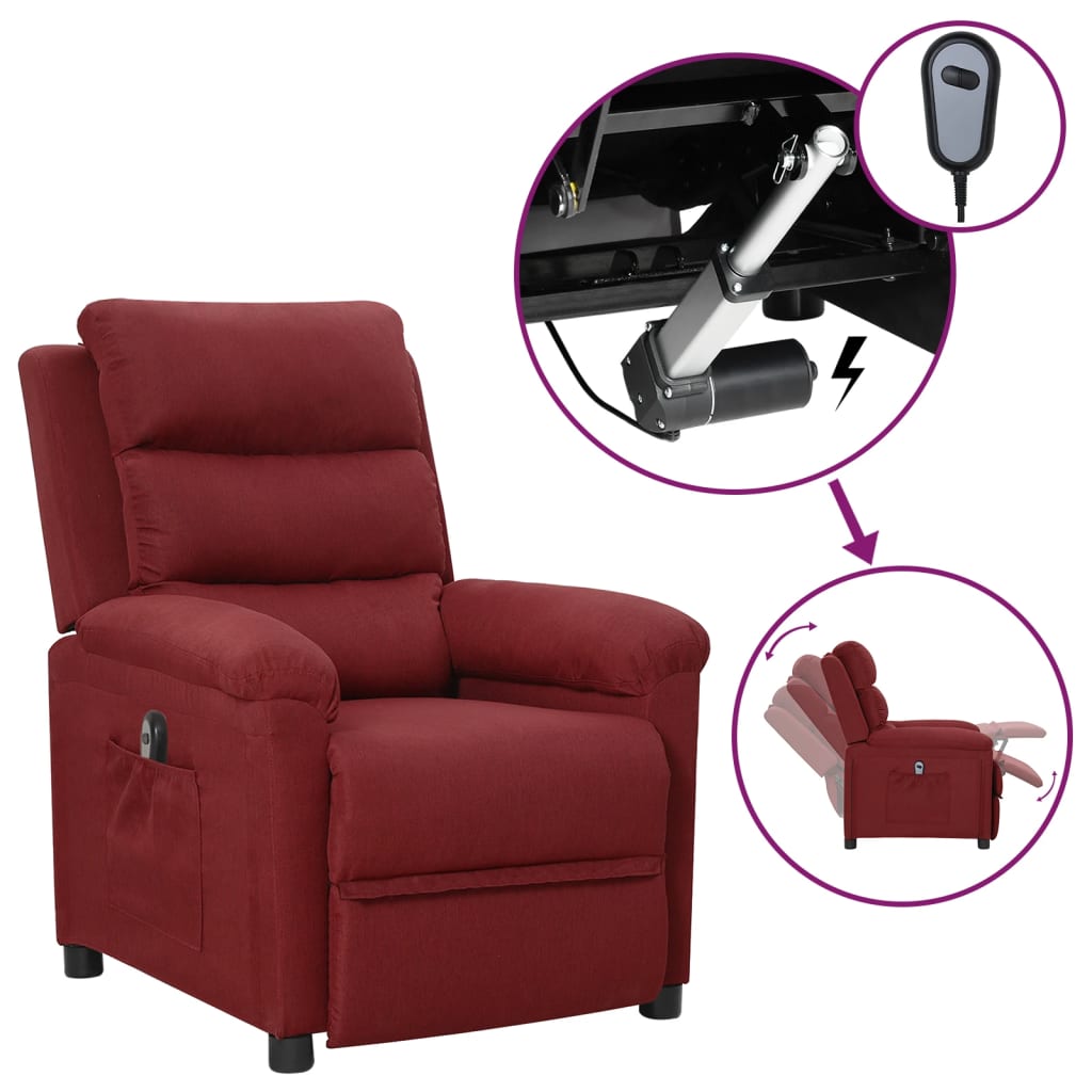 Fauteuil inclinable électrique Rouge bordeaux Tissu
