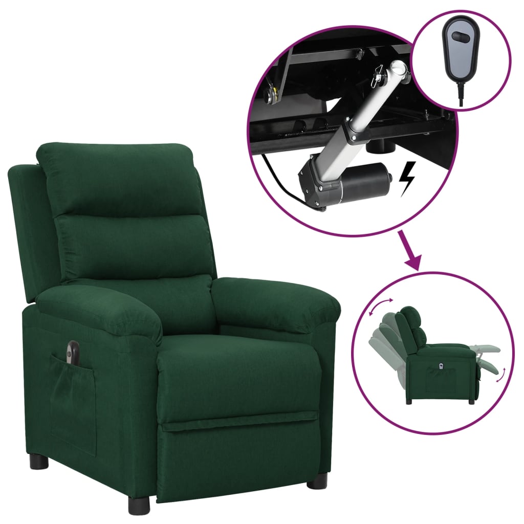 Fauteuil inclinable électrique Vert foncé Tissu