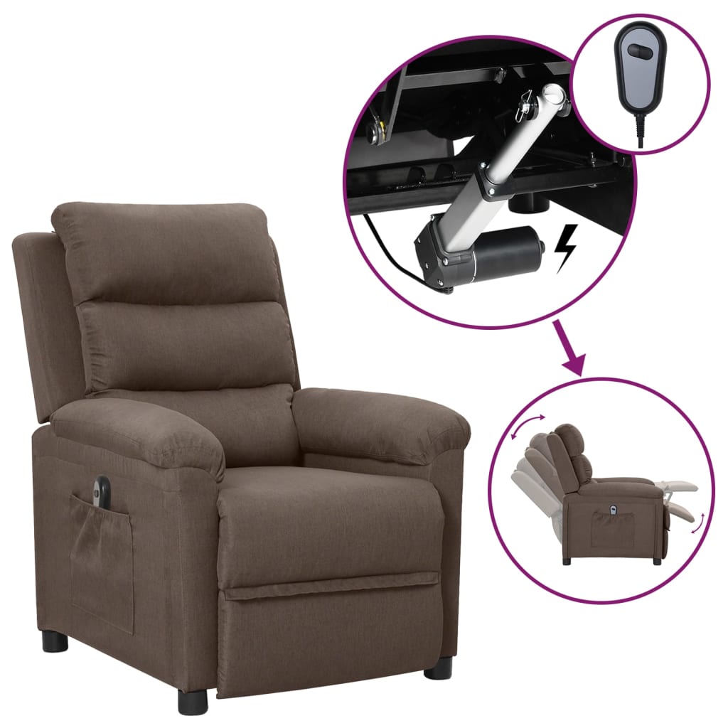 Fauteuil inclinable électrique Taupe Tissu